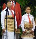 Young choirboys in more traditional Tongan attire